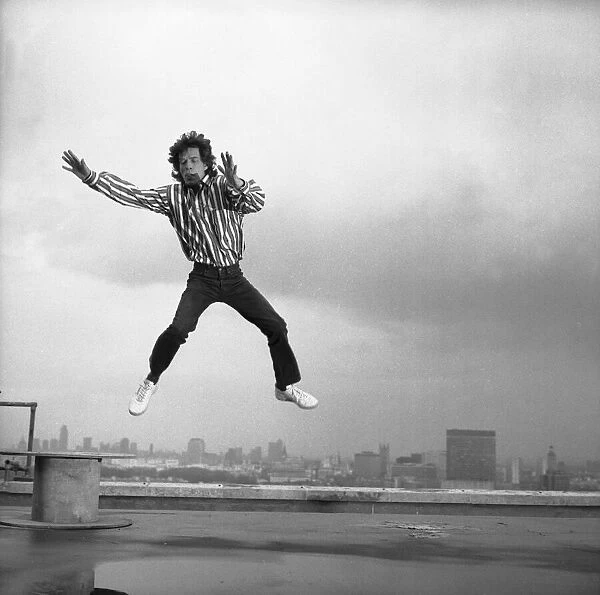 Rolling Stones: Mick Jagger on the roof of the Daily Mirror building in Holborn