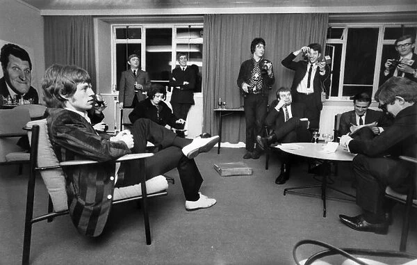 Rolling Stones: Mick Jagger talks with the Press during a break in rehearsals