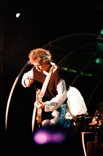 The Rolling Stones performing at Wembley Stadium, London, England. Keith Richards