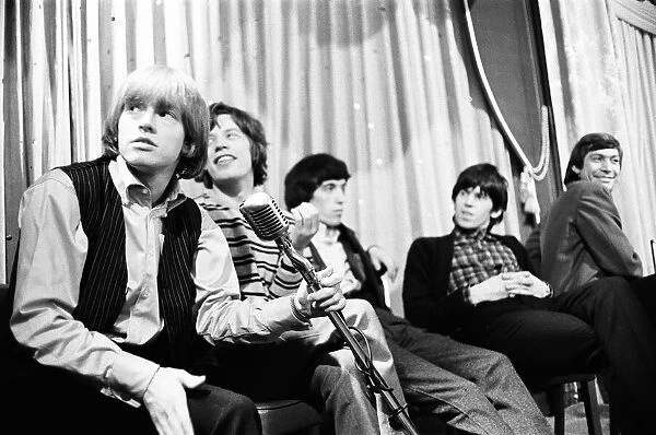 The Rolling Stones at a press conference after meeting fans on Broadway