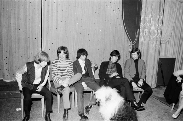 Framed Print : The Rolling Stones at a press conference after meeting fans on Broadway with an Old Framed Print : The Rolling Stones at a press conference after meeting fans on Broadway with an Old