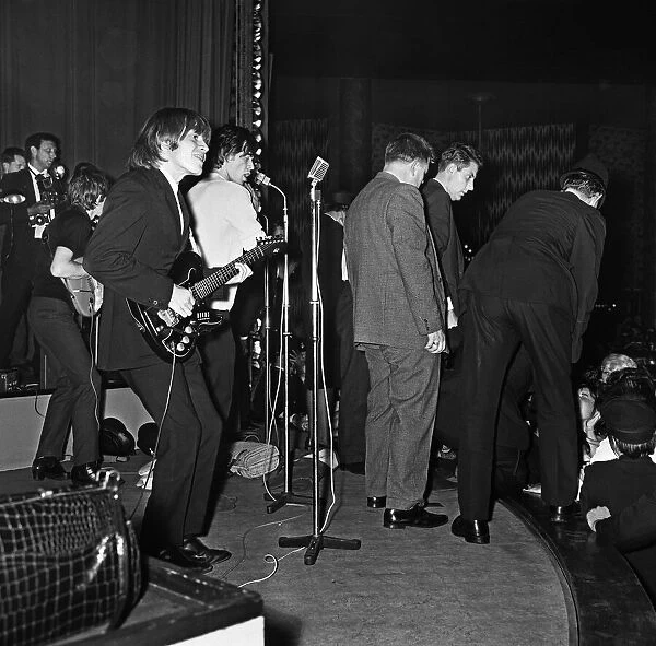 Rolling Stones seen here performing in concert at the Belle Vue theatre, Manchester