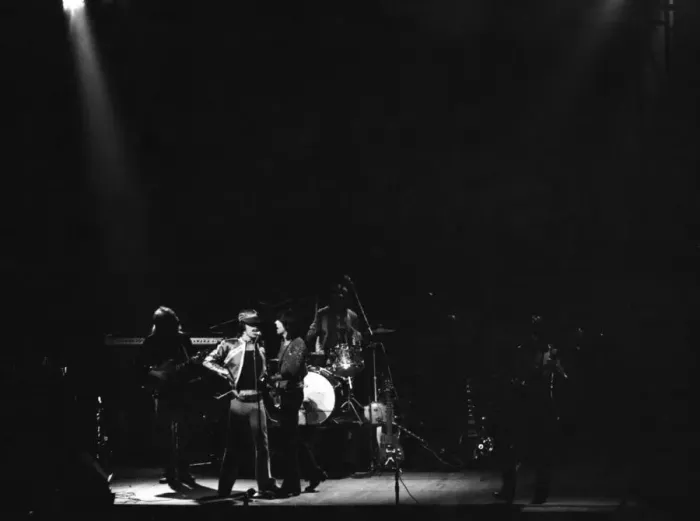 Framed Print : Rolling Stones: on stage at Empire Theatre, Liverpool, England 12th March 1971