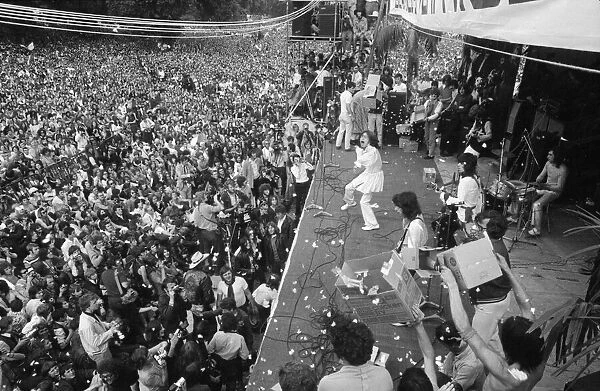 The Rolling Stones on stage at their free concert in London