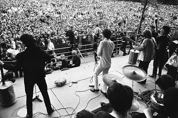 The Rolling Stones on stage at Longleat, home of Lord Bath as police
