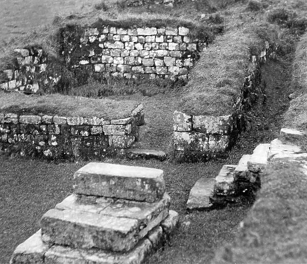 The Roman fort at Housesteads is being inspected by H. M. Office of works in January 1934