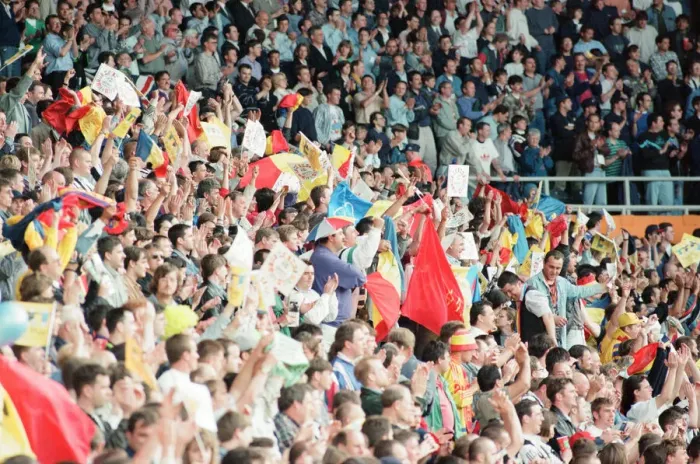 Framed Print : Romania 0-1 France, Euro 1996 Group B match at St James Park, Newcastle
