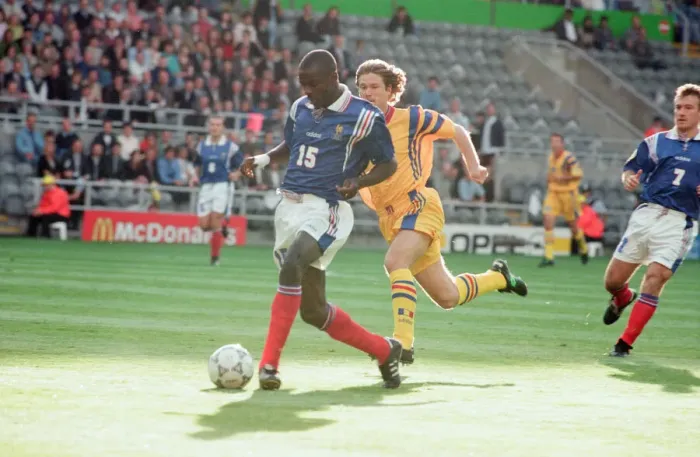 Framed Print : Romania 0-1 France, Euro 1996 Group B match at St James Park, Newcastle Framed Print : Romania 0-1 France, Euro 1996 Group B match at St James Park, Newcastle