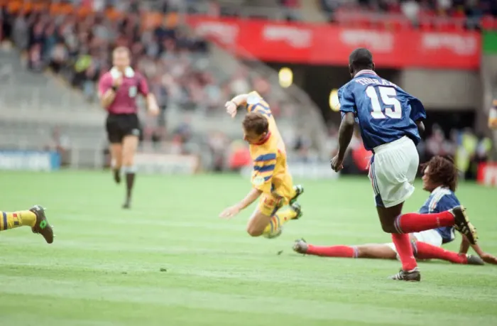 Framed Print : Romania 0-1 France, Euro 1996 Group B match at St James Park, Newcastle Framed Print : Romania 0-1 France, Euro 1996 Group B match at St James Park, Newcastle