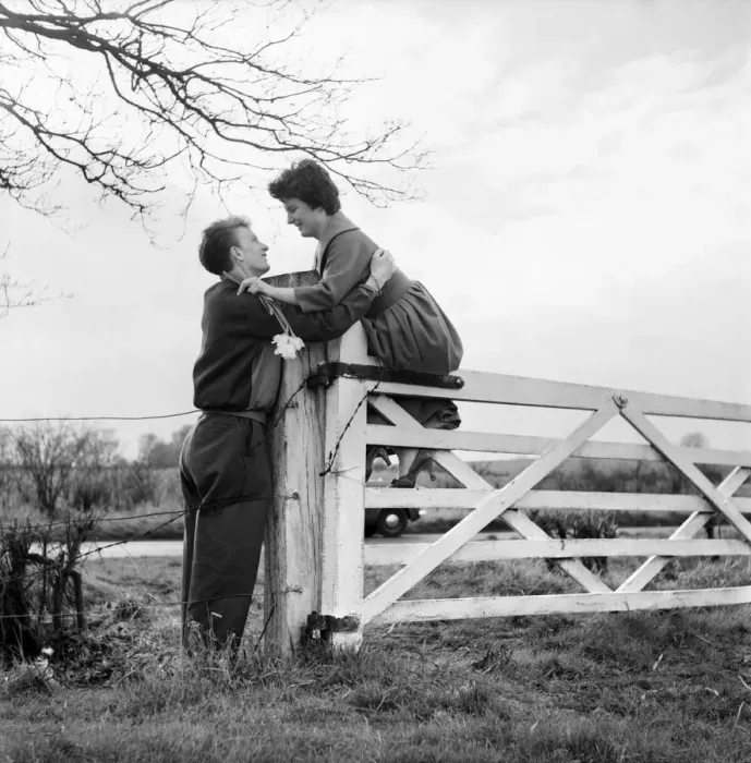 Framed Print : Romantic couple take a stroll in the country side. Richard Camp and Diane Ford. A651