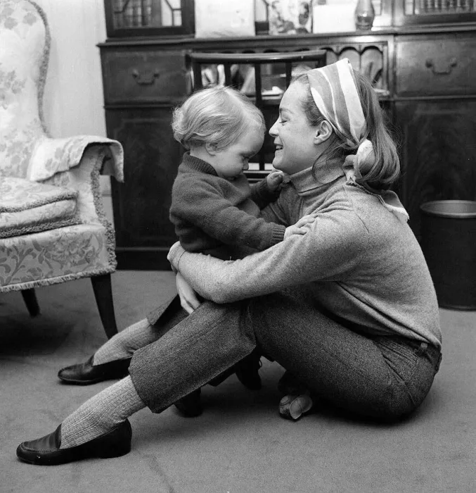 Framed Print : Romy Schneider March 1968 Actress with son Framed Print : Romy Schneider March 1968 Actress with son