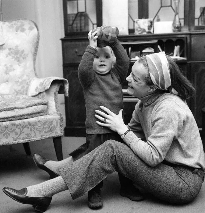Framed Print : Romy Schneider March 1968 Actress with son Framed Print : Romy Schneider March 1968 Actress with son