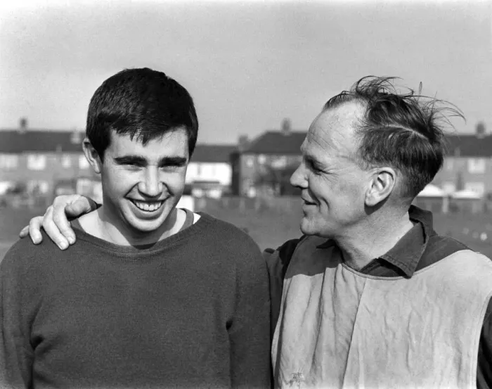 Framed Print : Ron Boyce, 21 yr. old inside-right for West Ham and Ron Greenwood, his manager and coach
