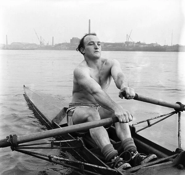 Ron Fagan, the 27 years old lighterman rowing on a London river