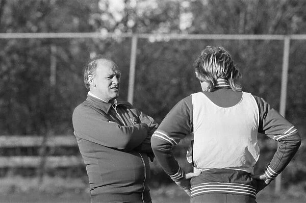 Ron Greenwood, England football manager at a training session today ahead of England