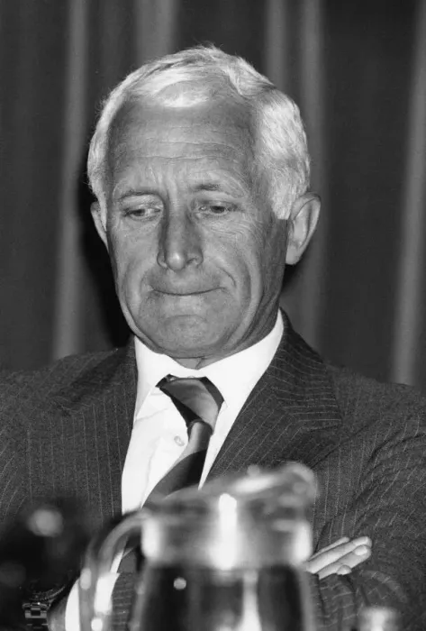 Framed Print : Ron Noades Crystal Palace Chairman in a solemn moment at news press conference May 1993