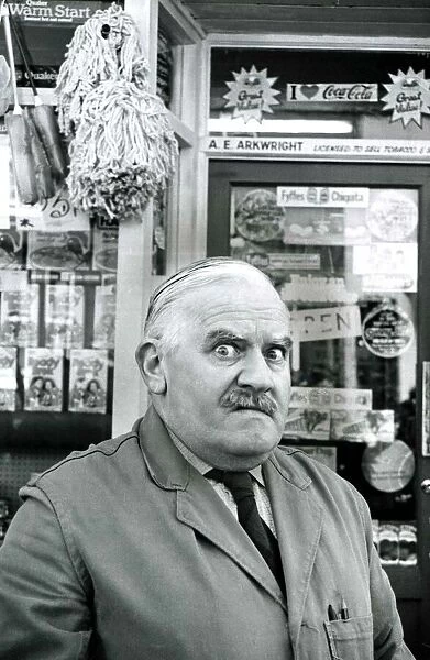 Ronnie Barker as the stuttering, miserly, lustful shopkeeper Arkwright from the BBC TV