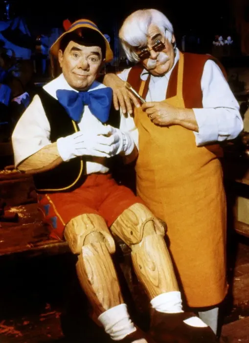Framed Print : Ronnie Corbett Actor / Comedian dressed as Pinnochio with Ronnie Barker dressed as the Toy Framed Print : Ronnie Corbett Actor / Comedian dressed as Pinnochio with Ronnie Barker dressed as the Toy