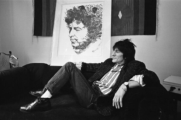 Ronnie Wood, pictured in 1987 with his drawings. In this picture Ronnie