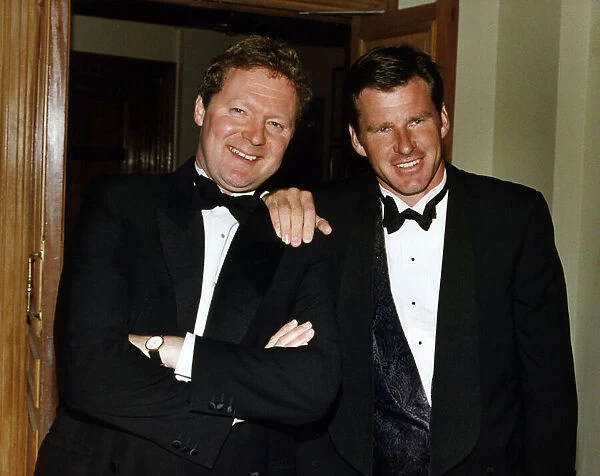 Rory Bremner Comedian and Impressionist is seen with Golfer Nick Faldo at a function