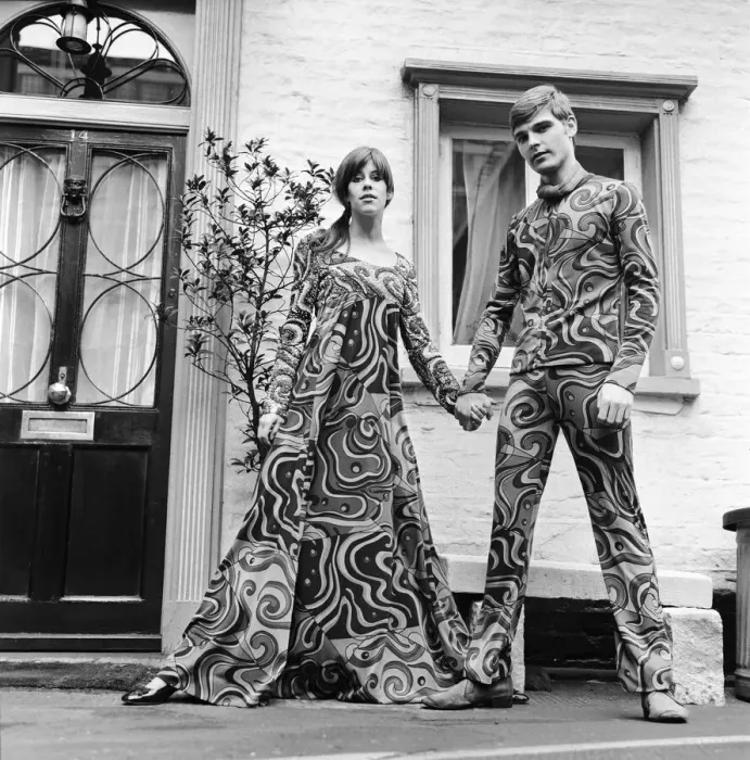 Framed Print : Rory Davis (the lady) with Mike Brown modelling psychedelic outfits at Joseph Bancroft Framed Print : Rory Davis (the lady) with Mike Brown modelling psychedelic outfits at Joseph Bancroft