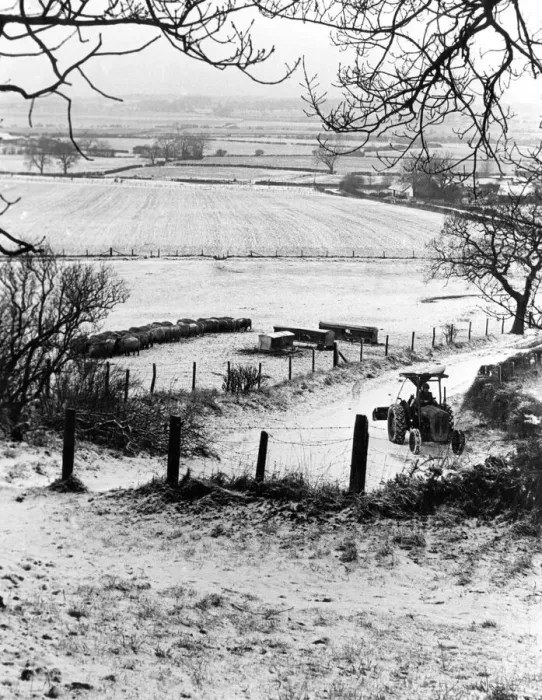 Framed Print : Roseberry Topping at Newton Village, Teesside, 12th January 1982 Framed Print : Roseberry Topping at Newton Village, Teesside, 12th January 1982