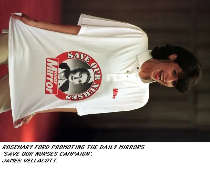 Framed Print : Rosemary Ford TV Presenter wears a t shirt to help support the Daily Mirror Save Our Framed Print : Rosemary Ford TV Presenter wears a t shirt to help support the Daily Mirror Save Our