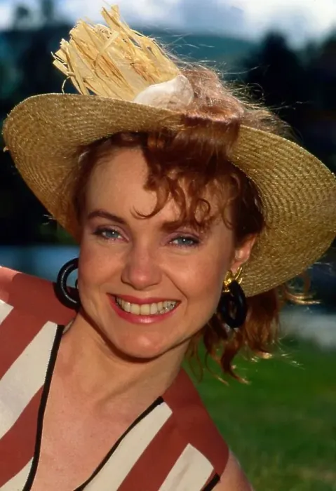 Framed Print : Rowenna Mohr wearing straw hat July 1989