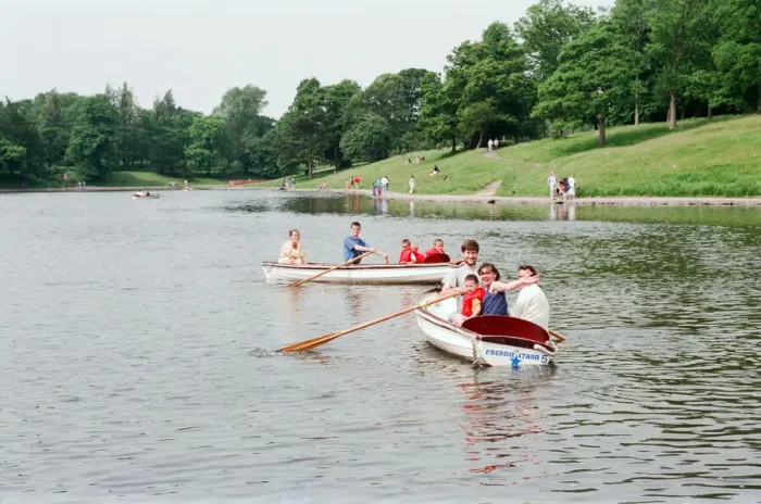 Framed Print : Rowing Boats for Hire return to Sefton Park, Liverpool, 13th June 1993 Framed Print : Rowing Boats for Hire return to Sefton Park, Liverpool, 13th June 1993