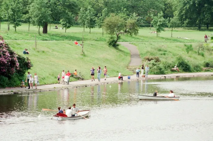 Framed Print : Rowing Boats for Hire return to Sefton Park, Liverpool, 13th June 1993 Framed Print : Rowing Boats for Hire return to Sefton Park, Liverpool, 13th June 1993