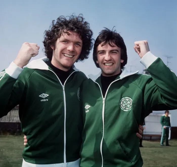 Framed Print : Roy Aitken & Mike Conroy Celtic football players May 1980