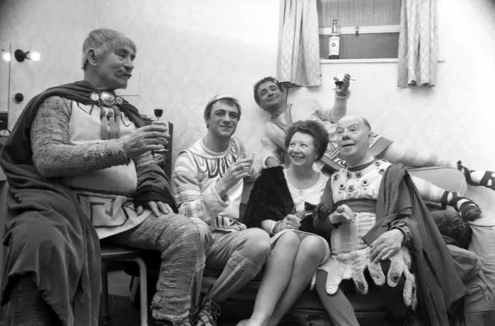 Framed Print : Roy Hudd poses with other members of the cast who were appearing with him in a production