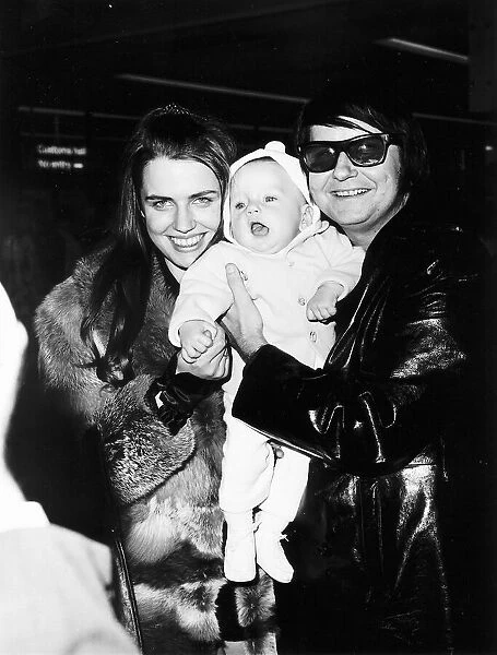 Roy Orbison American singer with his wife Barbara and his baby son Roy jnr