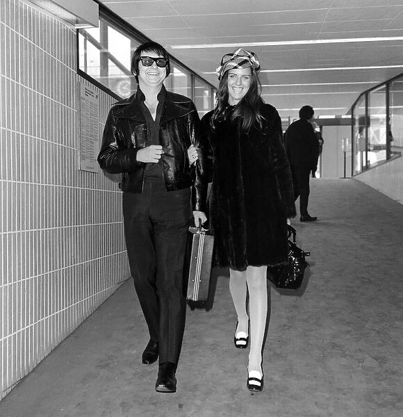 Roy Orbison with his wife Barbara Anne Marie April 1970 at Heathrow