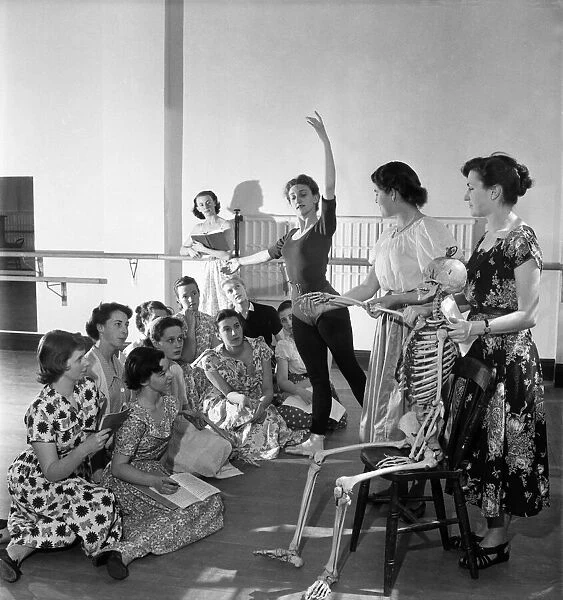 Royal Academy of dancing with special guest Josephine the Skeleton model. June 1952 C3191