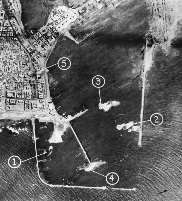 Framed Print : Royal Air Force. Middle East, score direct hits in attack on Benghazi Harbour, Libya Framed Print : Royal Air Force. Middle East, score direct hits in attack on Benghazi Harbour, Libya
