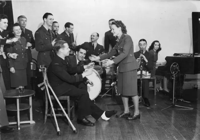 Framed Print : Royal Airforce flyers, recovering from broken limbs, are encouraged to use the dance Framed Print : Royal Airforce flyers, recovering from broken limbs, are encouraged to use the dance
