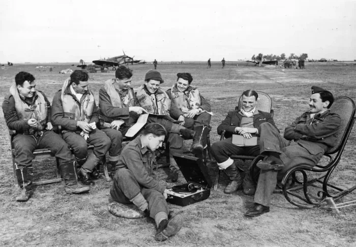 Framed Print : The Royal Airforce in Tunisia. The are having some social time
