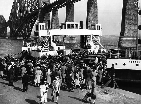 The Royal car boards the Robert the Bruce ferry at Forth Bridge Edinburgh on it