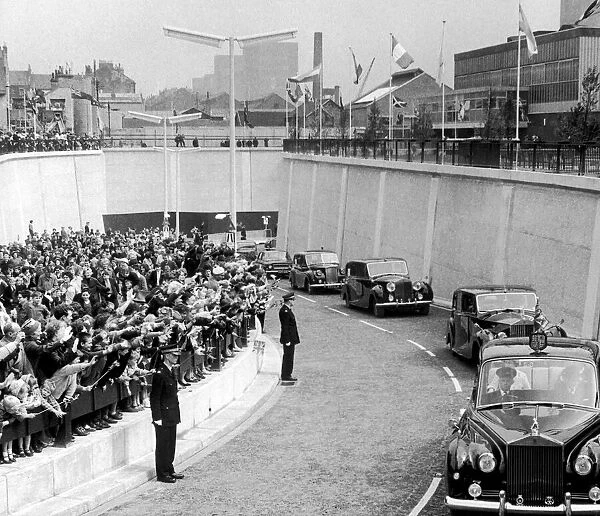 The Royal car exits the Clyde tunnel after Queen Elizabeth II had performed the opening