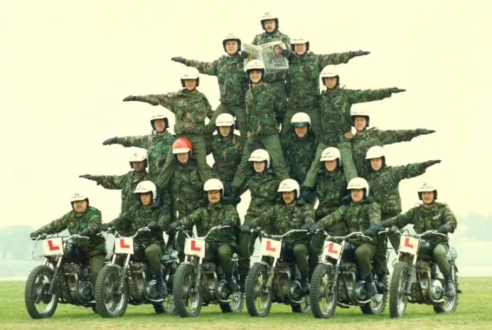 Framed Print : The Royal Corps of Signals display team (The White Helmets) Framed Print : The Royal Corps of Signals display team (The White Helmets)