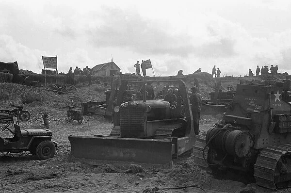 A Royal Engineer bulldozer seen here on Gold beach. June 16th 1944