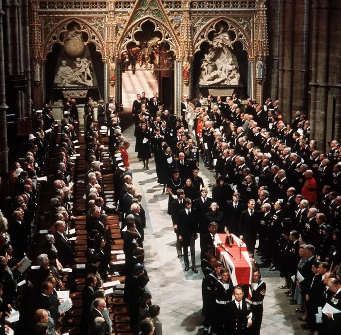 Framed Print : Royal family attend Funeral of Earl Mountbatten in 1979 Westminster Abbey