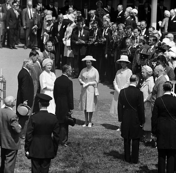 The Royal family at The Derby. Queen Mother, Prince Philip