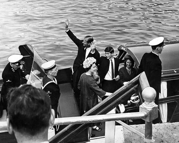 The Royal Family at Holyhead en route to Scotland. 10th August 1965