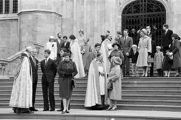 The Royal family pictured at St Georges Chapel, Windsor, after the Church service