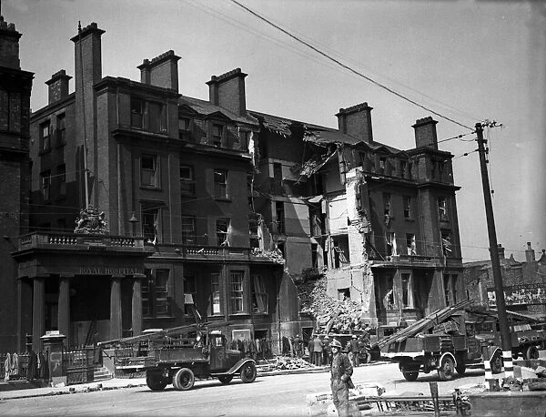 The Royal Hospital, Salford, Manchester, after it was bombed in World War Two