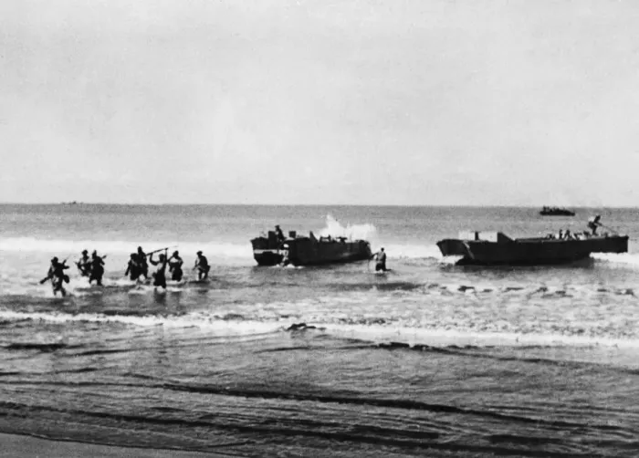 Framed Print : Royal Indian landing craft. (Picture) As soon as the landing craft touches