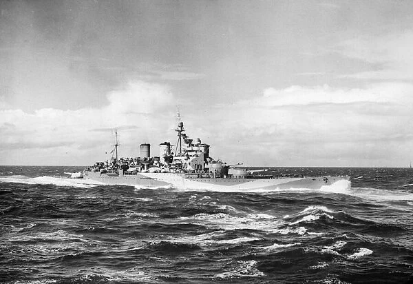 The Royal Navy 32000 ton Renown Class cruiser HMS Renown at sea during the Second World