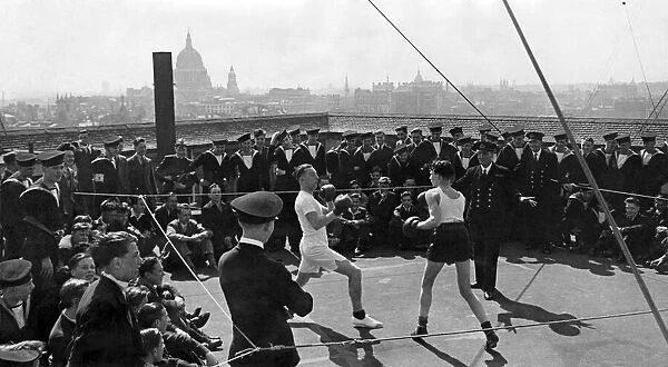 Royal Navy boxing competition on the roof of the ministry of war